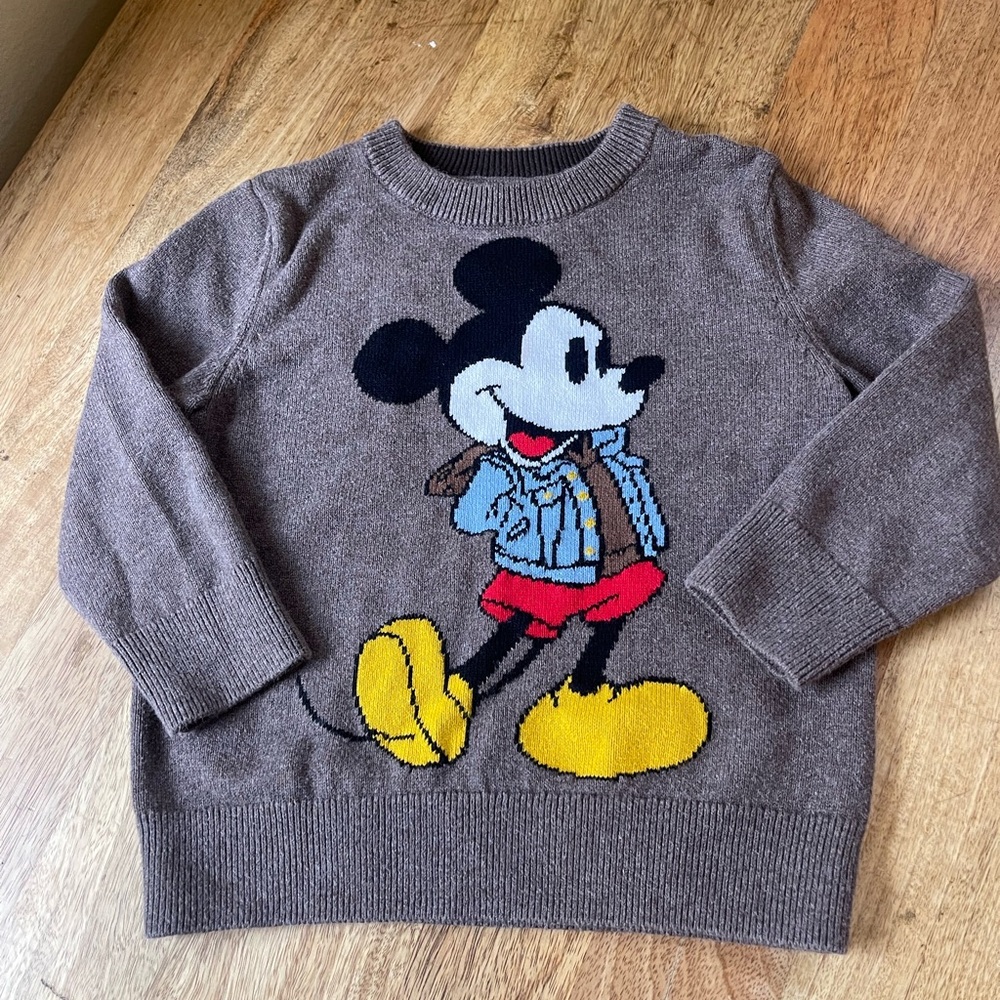 GAP Kids Brown Sweater with Mickey Mouse Graphic